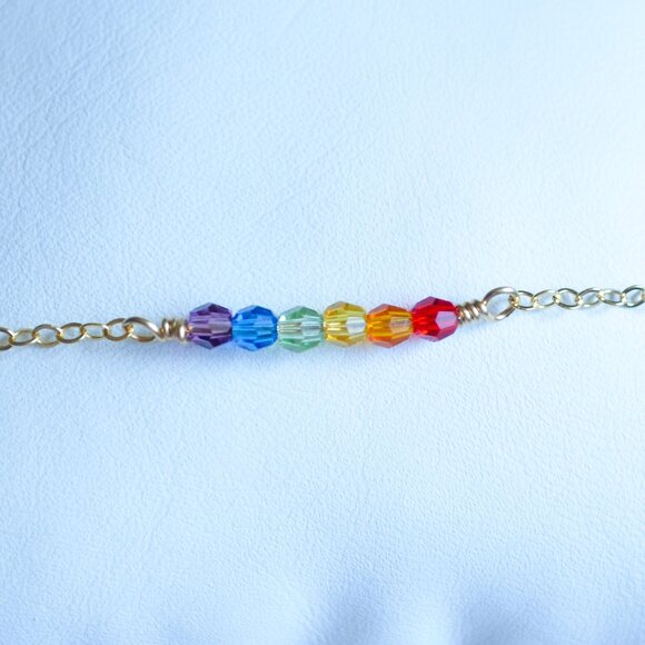 Dainty Rainbow Crystal Bracelet in Gold or Silver - Picture 6 of 9